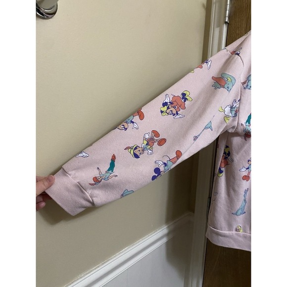 Disney 100 Womens SWEATSHIRT, XL 15-17, Pink, Donald Duck, Dumbo, Peter Pan - Picture 9 of 12